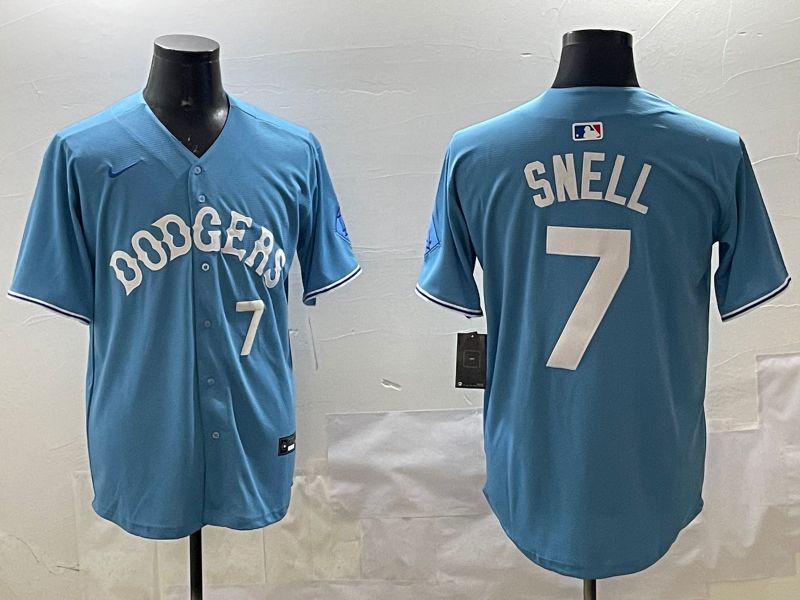 Men Los Angeles Dodgers #7 Snell Light Blue Joint Name 2025 Nike MLB Jersey style 11->los angeles dodgers->MLB Jersey